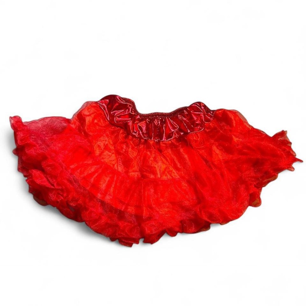 Women’s Small Red ruffle mini petticoat skirt with elastic waistband